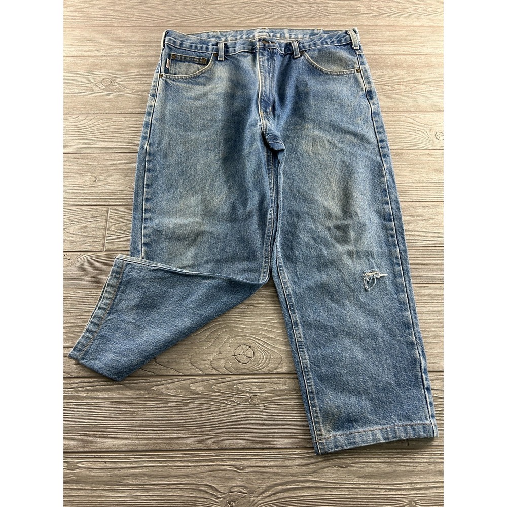 Carhartt Work Jeans Mens Blue Denim Relaxed Fit Straight Leg 37x24.5